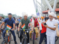 Sports Min Mandaviya leads 35th Fit India Sundays on Cycle Tiranga Rally with Panchayat representatives in Delhi - Hindi News | Sports Min Mandaviya leads 35th Fit India Sundays on Cycle Tiranga Rally with Panchayat representatives in Delhi | Latest other-sports News at Lokmattimes.com
