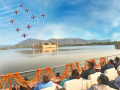 Surya Kiran, Sarang teams enthral Jaipur with aerobatic display over Jal Mahal - Hindi News | Surya Kiran, Sarang teams enthral Jaipur with aerobatic display over Jal Mahal | Latest national News at Lokmattimes.com