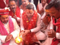 CM Dhami offers prayers during portal-opening ceremony at Gangotri Dham - Hindi News | CM Dhami offers prayers during portal-opening ceremony at Gangotri Dham | Latest national News at Lokmattimes.com