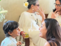 Shabana Azmi shares a candid pic of Dia Mirza with her six year-old son engrossed in conversation - Hindi News | Shabana Azmi shares a candid pic of Dia Mirza with her six year-old son engrossed in conversation | Latest entertainment News at Lokmattimes.com