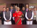 FM Nirmala Sitharaman dons traditional temple border red saree to present Union Budget 2023 - Hindi News | FM Nirmala Sitharaman dons traditional temple border red saree to present Union Budget 2023 | Latest national News at Lokmattimes.com