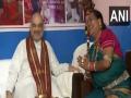 Chhattisgarh: Amit Shah meets Padma Shri singer Usha Barle during BJP's 'Maha Jansampark Abhiyan' - Hindi News | Chhattisgarh: Amit Shah meets Padma Shri singer Usha Barle during BJP's 'Maha Jansampark Abhiyan' | Latest politics News at Lokmattimes.com