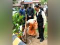 UP: CM Yogi interacts with sadhus, inspects contruction of sewer project in Vrindavan - Hindi News | UP: CM Yogi interacts with sadhus, inspects contruction of sewer project in Vrindavan | Latest national News at Lokmattimes.com