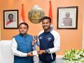 Odisha CM Mohan Majhi felicitates star hockey player Amit Rohidas after bronze medal win at Paris Olympics - Hindi News | Odisha CM Mohan Majhi felicitates star hockey player Amit Rohidas after bronze medal win at Paris Olympics | Latest hockey News at Lokmattimes.com