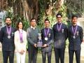 Union Minister Mansukh Mandaviya felicitates historic equestrian medalists; highlights how India's revamped sports ecosystem is driving landmark first-time medals - Hindi News | Union Minister Mansukh Mandaviya felicitates historic equestrian medalists; highlights how India's revamped sports ecosystem is driving landmark first-time medals | Latest other-sports News at Lokmattimes.com