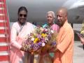 President Droupadi Murmu arrives in Ayodhya; CM Yogi Adityanath extends warm welcome for Ram Mandir visit - Hindi News | President Droupadi Murmu arrives in Ayodhya; CM Yogi Adityanath extends warm welcome for Ram Mandir visit | Latest national News at Lokmattimes.com