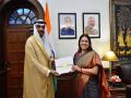 MoS Lekhi meets Kuwaiti envoy Jasem Ibrahim Al Najem, discuss cultural ties - Hindi News | MoS Lekhi meets Kuwaiti envoy Jasem Ibrahim Al Najem, discuss cultural ties | Latest international News at Lokmattimes.com