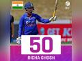 Richa Ghosh registers fastest fifty for Indian batter in ODIs - Hindi News | Richa Ghosh registers fastest fifty for Indian batter in ODIs | Latest cricket News at Lokmattimes.com