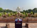 ICC Men's Cricket World Cup trophy reaches Taj Mahal - Hindi News | ICC Men's Cricket World Cup trophy reaches Taj Mahal | Latest cricket News at Lokmattimes.com