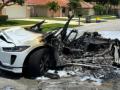 Jaguar I-Pace electric car reduced to ashes after battery fire in US - Hindi News | Jaguar I-Pace electric car reduced to ashes after battery fire in US | Latest technology News at Lokmattimes.com