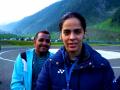 Saina Nehwal performs Amaranth Yatra, thanks locals - Hindi News | Saina Nehwal performs Amaranth Yatra, thanks locals | Latest national News at Lokmattimes.com