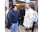 "Delighted to meet him": Andhra CM Chandrababu Naidu after meeting Sachin Tendulkar at Delhi airport
