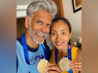 Milind Soman and Ankita Konwar celebrate 9 years of togetherness with double medals - News | Milind Soman and Ankita Konwar celebrate 9 years of togetherness with double medals | Latest entertainment News at Lokmattimes.com Milind Soman and Ankita Konwar celebrate 9 years of togetherness with double medals - News | Milind Soman and Ankita Konwar celebrate 9 years of togetherness with double medals | Latest entertainment News at Lokmattimes.com
