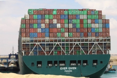 Container ship Ever Given crosses Suez Canal for return trip | Container ship Ever Given crosses Suez Canal for return trip