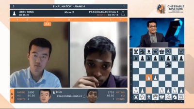 Chessable Masters: Praggnanandhaa falters on opening day, loses first match to Ding Liren in final | Chessable Masters: Praggnanandhaa falters on opening day, loses first match to Ding Liren in final