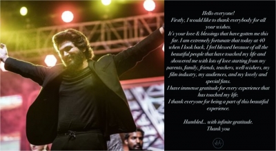Emotive note from Allu Arjun thanking his fans for b'day wishes | Emotive note from Allu Arjun thanking his fans for b'day wishes