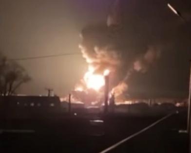 Ukrainian drone crash sets alight oil refinery in Russia | Ukrainian drone crash sets alight oil refinery in Russia