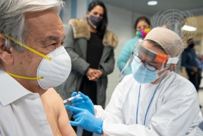 UN chief receives Covid-19 vaccine in New York | UN chief receives Covid-19 vaccine in New York