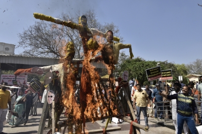 BJP burns effigies of AAP leaders across Delhi | BJP burns effigies of AAP leaders across Delhi