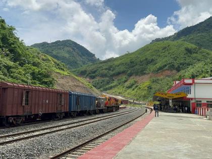 Carrying essentials, first goods train from Guwahati reaches Manipur | Carrying essentials, first goods train from Guwahati reaches Manipur Carrying essentials, first goods train from Guwahati reaches Manipur | Carrying essentials, first goods train from Guwahati reaches Manipur