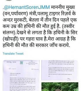 Jharkhand MLA writes to CM over elephant's death | Jharkhand MLA writes to CM over elephant's death