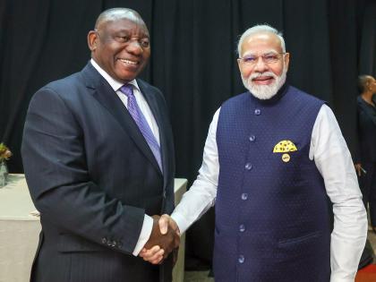 Modi holds talks with South African President Ramaphosa, accepts invitation to pay state visit | Modi holds talks with South African President Ramaphosa, accepts invitation to pay state visit Modi holds talks with South African President Ramaphosa, accepts invitation to pay state visit | Modi holds talks with South African President Ramaphosa, accepts invitation to pay state visit