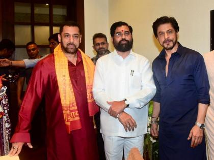 Ganeshotsav: SRK, Salman pose together with Maha CM Eknath Shinde | Ganeshotsav: SRK, Salman pose together with Maha CM Eknath Shinde Ganeshotsav: SRK, Salman pose together with Maha CM Eknath Shinde | Ganeshotsav: SRK, Salman pose together with Maha CM Eknath Shinde