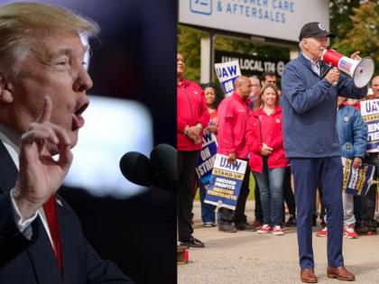 Biden, Trump woo union voters by visiting striking auto workers | Biden, Trump woo union voters by visiting striking auto workers Biden, Trump woo union voters by visiting striking auto workers | Biden, Trump woo union voters by visiting striking auto workers