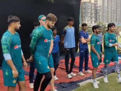 Pakistan team practices at Hyderabad stadium ahead of warm-up match | Pakistan team practices at Hyderabad stadium ahead of warm-up match