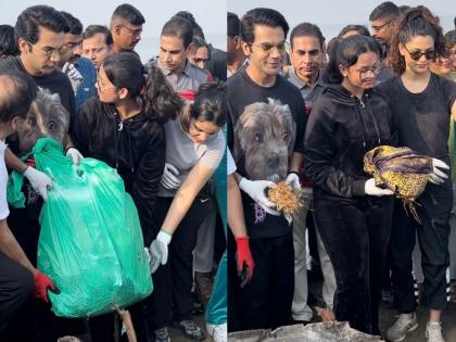 Rajkummar Rao, Isha Koppikar, Amruta Fadnavis lead beach clean-up drive after Ganpati Visarjan | Rajkummar Rao, Isha Koppikar, Amruta Fadnavis lead beach clean-up drive after Ganpati Visarjan Rajkummar Rao, Isha Koppikar, Amruta Fadnavis lead beach clean-up drive after Ganpati Visarjan | Rajkummar Rao, Isha Koppikar, Amruta Fadnavis lead beach clean-up drive after Ganpati Visarjan