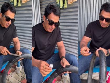 'Gareebo Ka Masiha' Sonu Sood fixes puncture in local repair shop; fans shower love | 'Gareebo Ka Masiha' Sonu Sood fixes puncture in local repair shop; fans shower love 'Gareebo Ka Masiha' Sonu Sood fixes puncture in local repair shop; fans shower love | 'Gareebo Ka Masiha' Sonu Sood fixes puncture in local repair shop; fans shower love