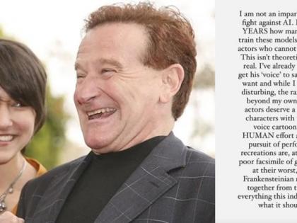 Robin Williams' daughter Zelda says she finds AI recreation of his voice disturbing | Robin Williams' daughter Zelda says she finds AI recreation of his voice disturbing Robin Williams' daughter Zelda says she finds AI recreation of his voice disturbing | Robin Williams' daughter Zelda says she finds AI recreation of his voice disturbing