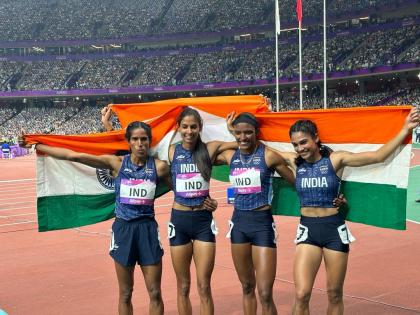 Asian Games: Vithya, Aishwarya, Prachi & Subha win Silver in Women's 4X400m Relay event | Asian Games: Vithya, Aishwarya, Prachi & Subha win Silver in Women's 4X400m Relay event Asian Games: Vithya, Aishwarya, Prachi & Subha win Silver in Women's 4X400m Relay event | Asian Games: Vithya, Aishwarya, Prachi & Subha win Silver in Women's 4X400m Relay event