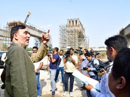 Anti-dust campaign: Gopal Rai conducts surprise inspection of RRTS project site | Anti-dust campaign: Gopal Rai conducts surprise inspection of RRTS project site