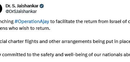Govt announces 'Operation Ajay' to evacuate citizens from war-torn Israel | Govt announces 'Operation Ajay' to evacuate citizens from war-torn Israel Govt announces 'Operation Ajay' to evacuate citizens from war-torn Israel | Govt announces 'Operation Ajay' to evacuate citizens from war-torn Israel