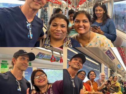 Hrithik Roshan takes metro ride for 'action shoot', clicks selfies with fans | Hrithik Roshan takes metro ride for 'action shoot', clicks selfies with fans Hrithik Roshan takes metro ride for 'action shoot', clicks selfies with fans | Hrithik Roshan takes metro ride for 'action shoot', clicks selfies with fans