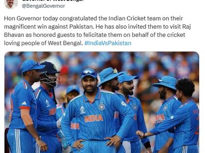 Bengal Guv invites Indian cricket team to Raj Bhavan for felicitation | Bengal Guv invites Indian cricket team to Raj Bhavan for felicitation Bengal Guv invites Indian cricket team to Raj Bhavan for felicitation | Bengal Guv invites Indian cricket team to Raj Bhavan for felicitation
