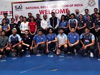 National federation felicitates medal-winning shooters from Hangzhou Asian Games | National federation felicitates medal-winning shooters from Hangzhou Asian Games National federation felicitates medal-winning shooters from Hangzhou Asian Games | National federation felicitates medal-winning shooters from Hangzhou Asian Games