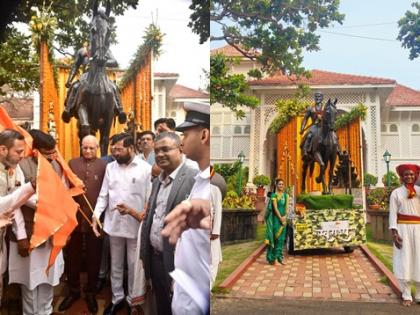 Maha Guv, CM flag off vehicle carrying Chhatrapati Shivaji Maharaj statue for J&K | Maha Guv, CM flag off vehicle carrying Chhatrapati Shivaji Maharaj statue for J&K