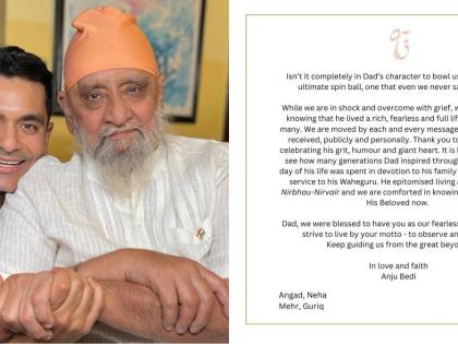 Angad, Neha and family mourn demise of Bishan Singh Bedi: ‘Blessed to have you as our fearless leader’ | Angad, Neha and family mourn demise of Bishan Singh Bedi: ‘Blessed to have you as our fearless leader’ Angad, Neha and family mourn demise of Bishan Singh Bedi: ‘Blessed to have you as our fearless leader’ | Angad, Neha and family mourn demise of Bishan Singh Bedi: ‘Blessed to have you as our fearless leader’