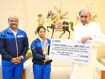 Odisha CM felicitates gymnast Pranati Nayak with cash award | Odisha CM felicitates gymnast Pranati Nayak with cash award Odisha CM felicitates gymnast Pranati Nayak with cash award | Odisha CM felicitates gymnast Pranati Nayak with cash award