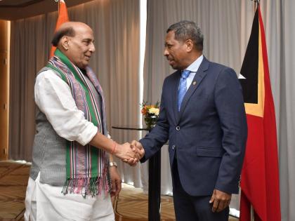 Rajnath Singh holds bilateral meeting with Timorese counterpart | Rajnath Singh holds bilateral meeting with Timorese counterpart Rajnath Singh holds bilateral meeting with Timorese counterpart | Rajnath Singh holds bilateral meeting with Timorese counterpart