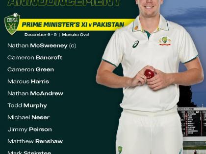 Nathan McSweeney to captain as Australia PM's XI squad announced to face Pakistan | Nathan McSweeney to captain as Australia PM's XI squad announced to face Pakistan