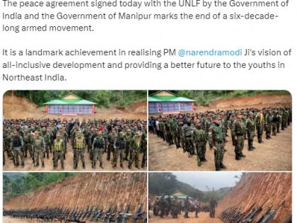 Manipur's oldest armed group UNLF signs peace agreement; Shah calls it 'historic milestone' | Manipur's oldest armed group UNLF signs peace agreement; Shah calls it 'historic milestone' Manipur's oldest armed group UNLF signs peace agreement; Shah calls it 'historic milestone' | Manipur's oldest armed group UNLF signs peace agreement; Shah calls it 'historic milestone'
