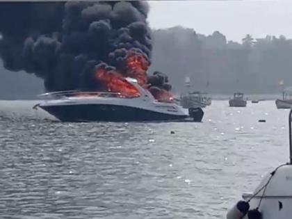 Luxury yacht catches fire off Mumbai, one critically scalded | Luxury yacht catches fire off Mumbai, one critically scalded Luxury yacht catches fire off Mumbai, one critically scalded | Luxury yacht catches fire off Mumbai, one critically scalded