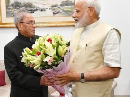 Pranab said Modi only PM after Indira with 'the ability to feel the pulse of people' | Pranab said Modi only PM after Indira with 'the ability to feel the pulse of people' Pranab said Modi only PM after Indira with 'the ability to feel the pulse of people' | Pranab said Modi only PM after Indira with 'the ability to feel the pulse of people'