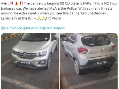 Singapore High Commissioner raises concerns over car with fake 'CD' number plate at Delhi airport; case filed | Singapore High Commissioner raises concerns over car with fake 'CD' number plate at Delhi airport; case filed Singapore High Commissioner raises concerns over car with fake 'CD' number plate at Delhi airport; case filed | Singapore High Commissioner raises concerns over car with fake 'CD' number plate at Delhi airport; case filed