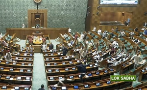 Parliament security breach: Two unidentified men jump from visitor's gallery in LS | Parliament security breach: Two unidentified men jump from visitor's gallery in LS Parliament security breach: Two unidentified men jump from visitor's gallery in LS | Parliament security breach: Two unidentified men jump from visitor's gallery in LS