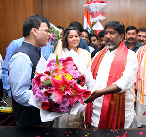 Telangana Dy CM, five ministers assume office | Telangana Dy CM, five ministers assume office Telangana Dy CM, five ministers assume office | Telangana Dy CM, five ministers assume office