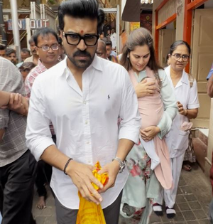 Ram Charan visits Mahalaxmi temple in Mumbai with wife Upasana, daughter Klin Kaara | Ram Charan visits Mahalaxmi temple in Mumbai with wife Upasana, daughter Klin Kaara Ram Charan visits Mahalaxmi temple in Mumbai with wife Upasana, daughter Klin Kaara | Ram Charan visits Mahalaxmi temple in Mumbai with wife Upasana, daughter Klin Kaara